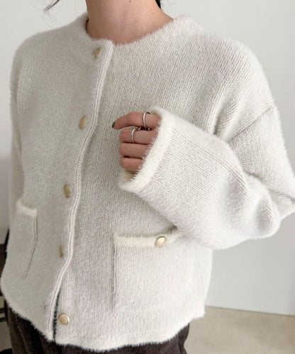 長毛內裡拼色夾克開衫