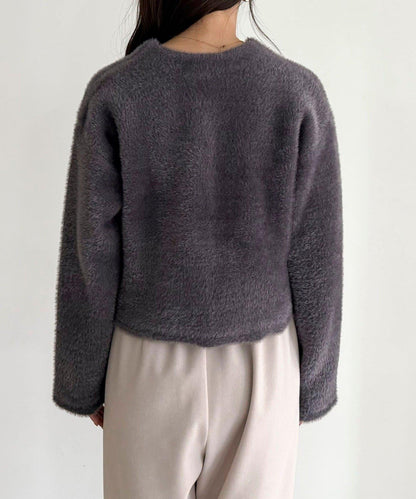 長毛內裡拼色夾克開衫