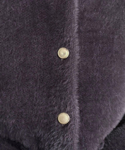 長毛內裡拼色夾克開衫