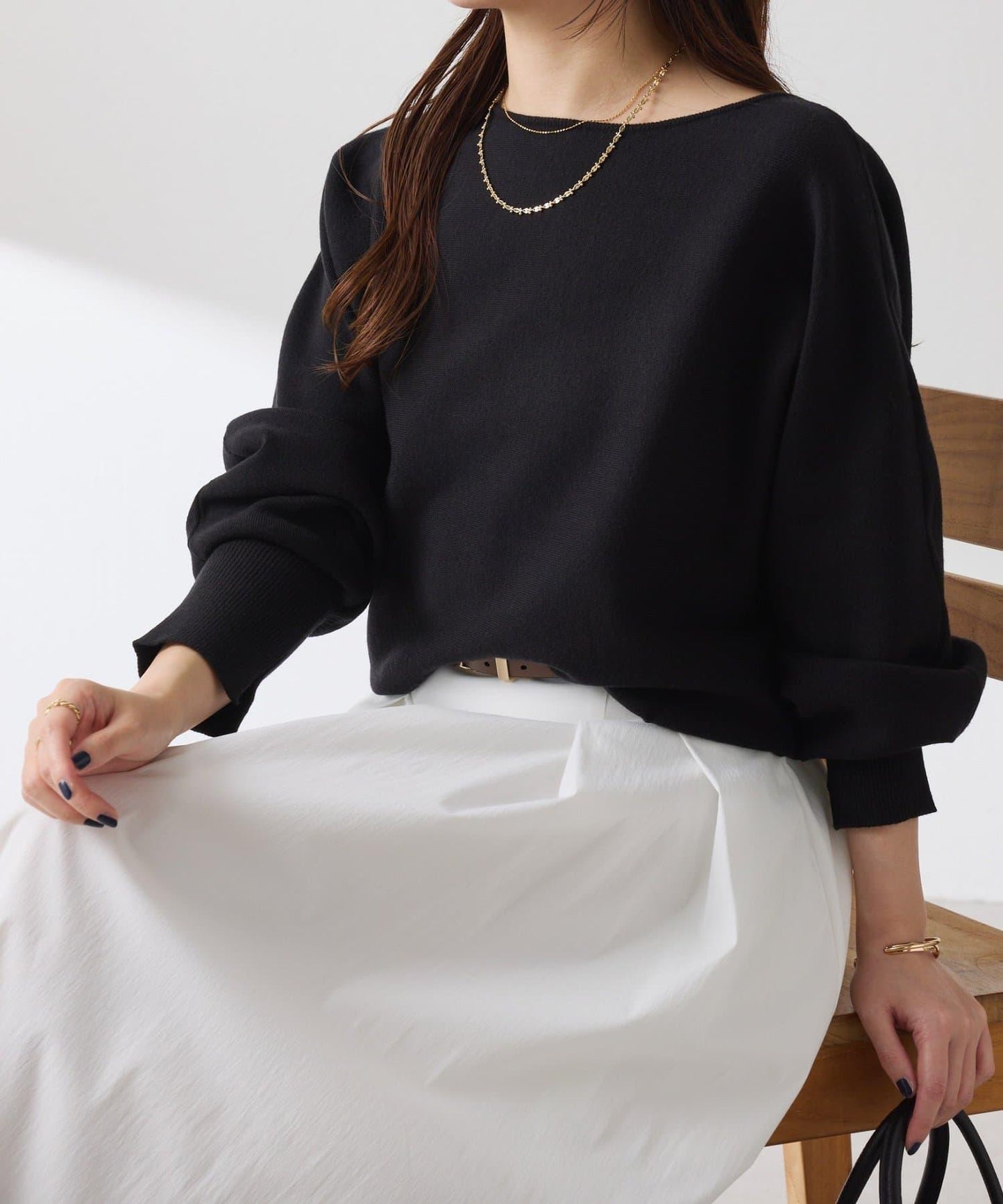 袖口羅紋2WAY蝙蝠袖針織衫