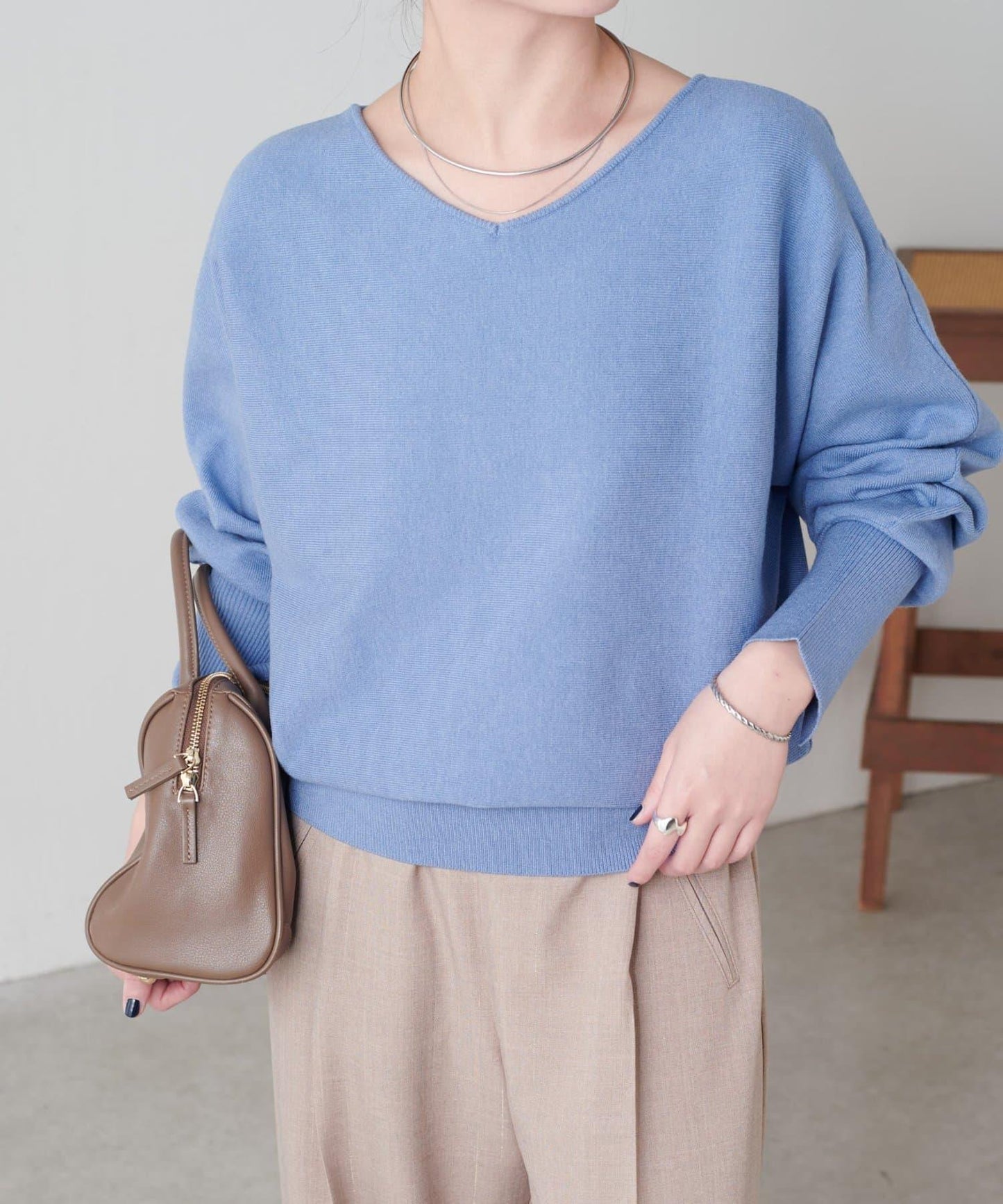 袖口羅紋2WAY蝙蝠袖針織衫