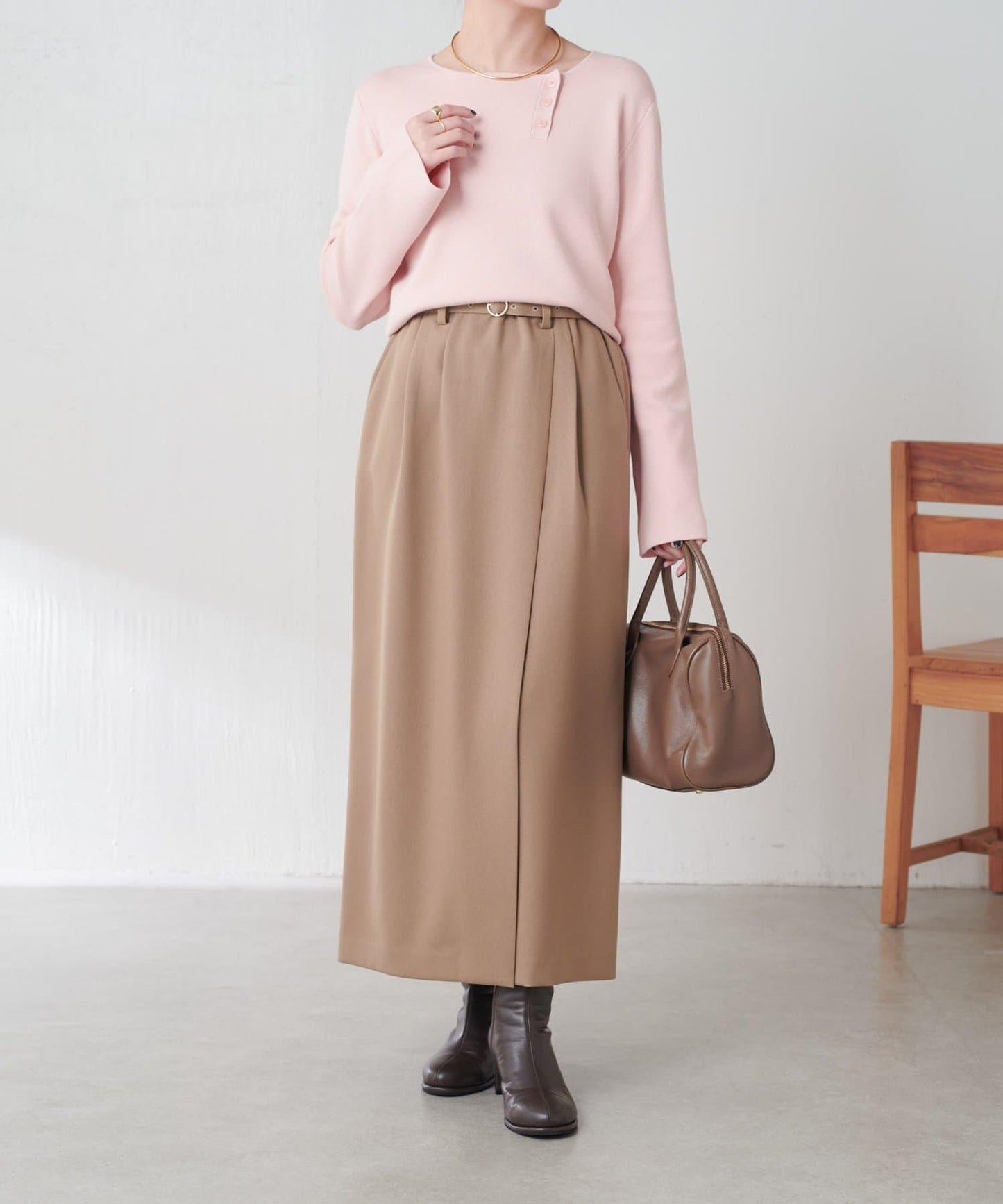 【2尺碼可選】羊毛感繫帶半身裙/可成套搭配