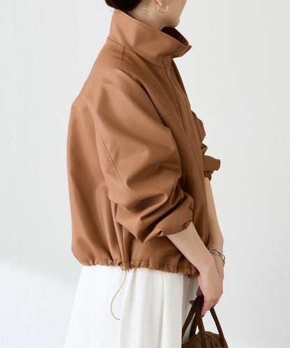 【高級感】仿皮繡花立領夾克