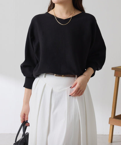 袖口羅紋2WAY蝙蝠袖針織衫