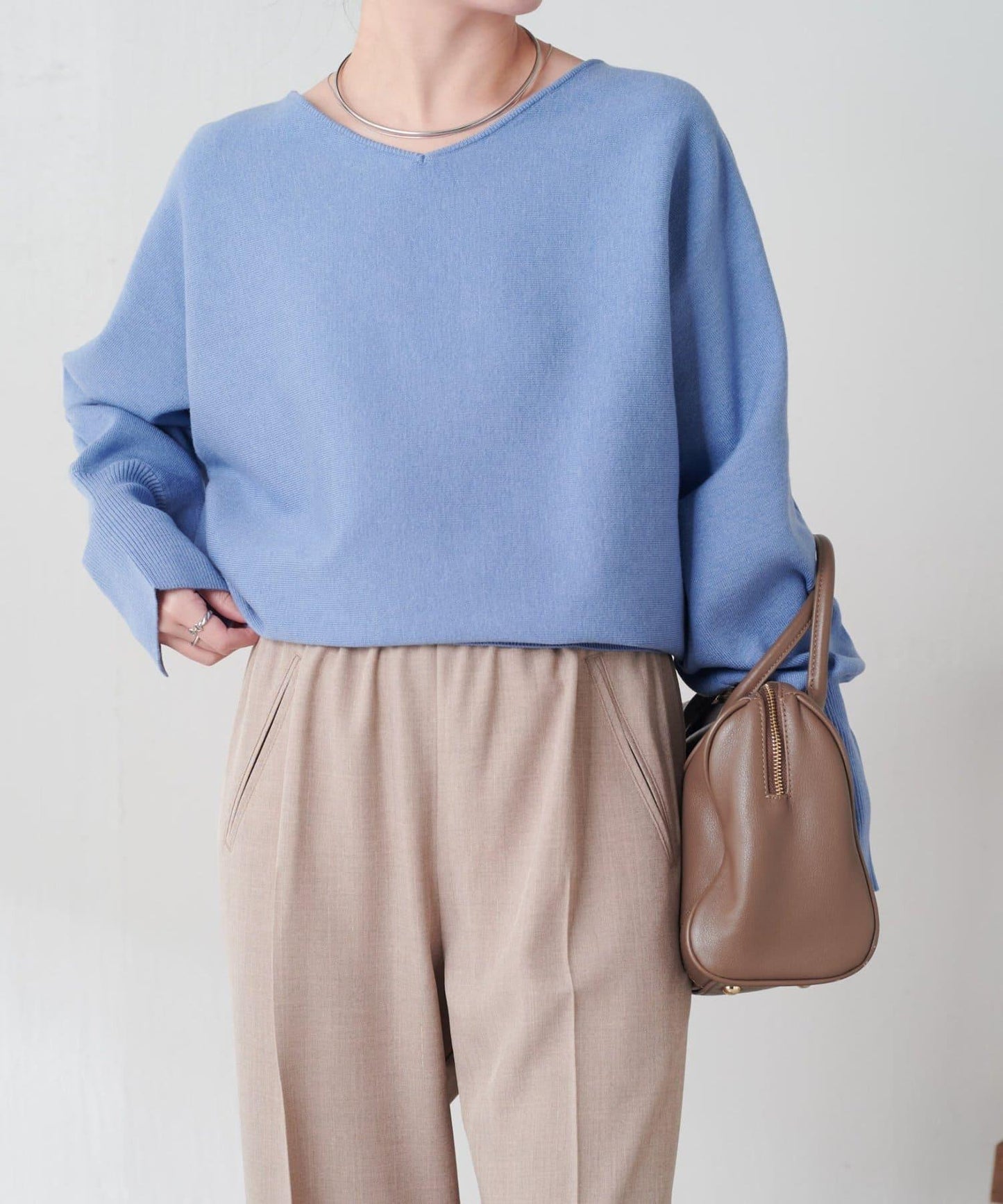 袖口羅紋2WAY蝙蝠袖針織衫