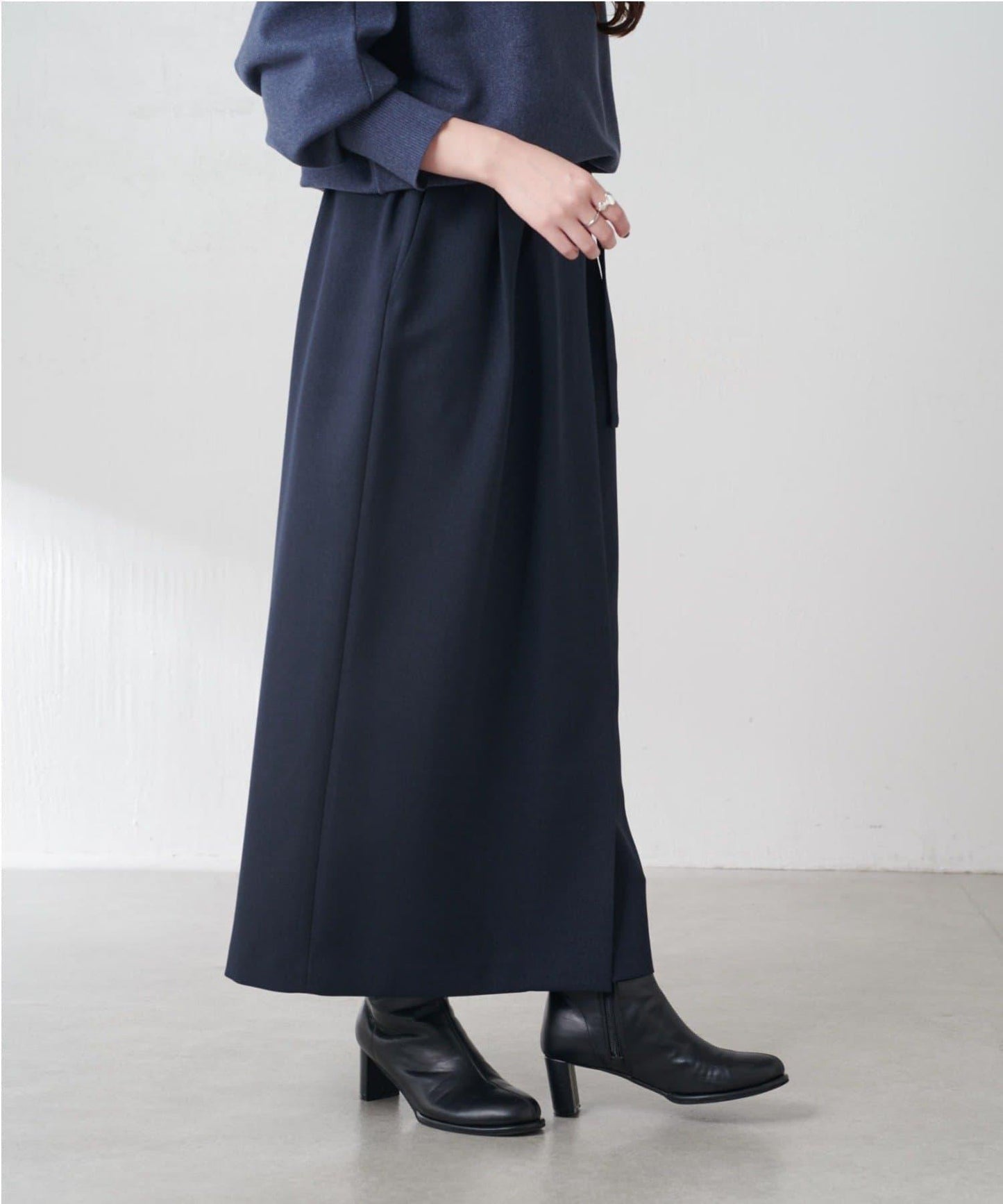 【2尺碼可選】羊毛感繫帶半身裙/可成套搭配