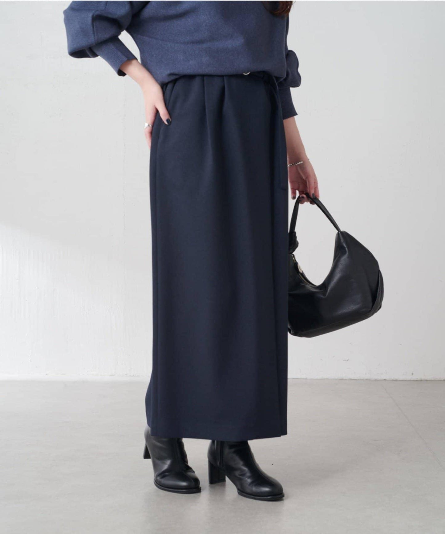 【2尺碼可選】羊毛感繫帶半身裙/可成套搭配