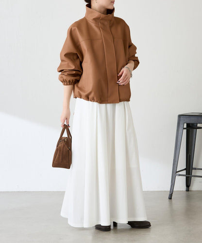 【高級感】仿皮繡花立領夾克