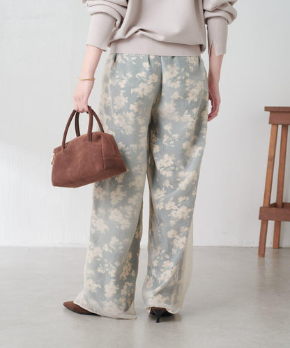 【輕薄遮身◎】輕薄疊穿花卉圖案褲