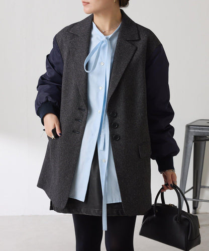 窄領帶裝飾寬鬆襯衫