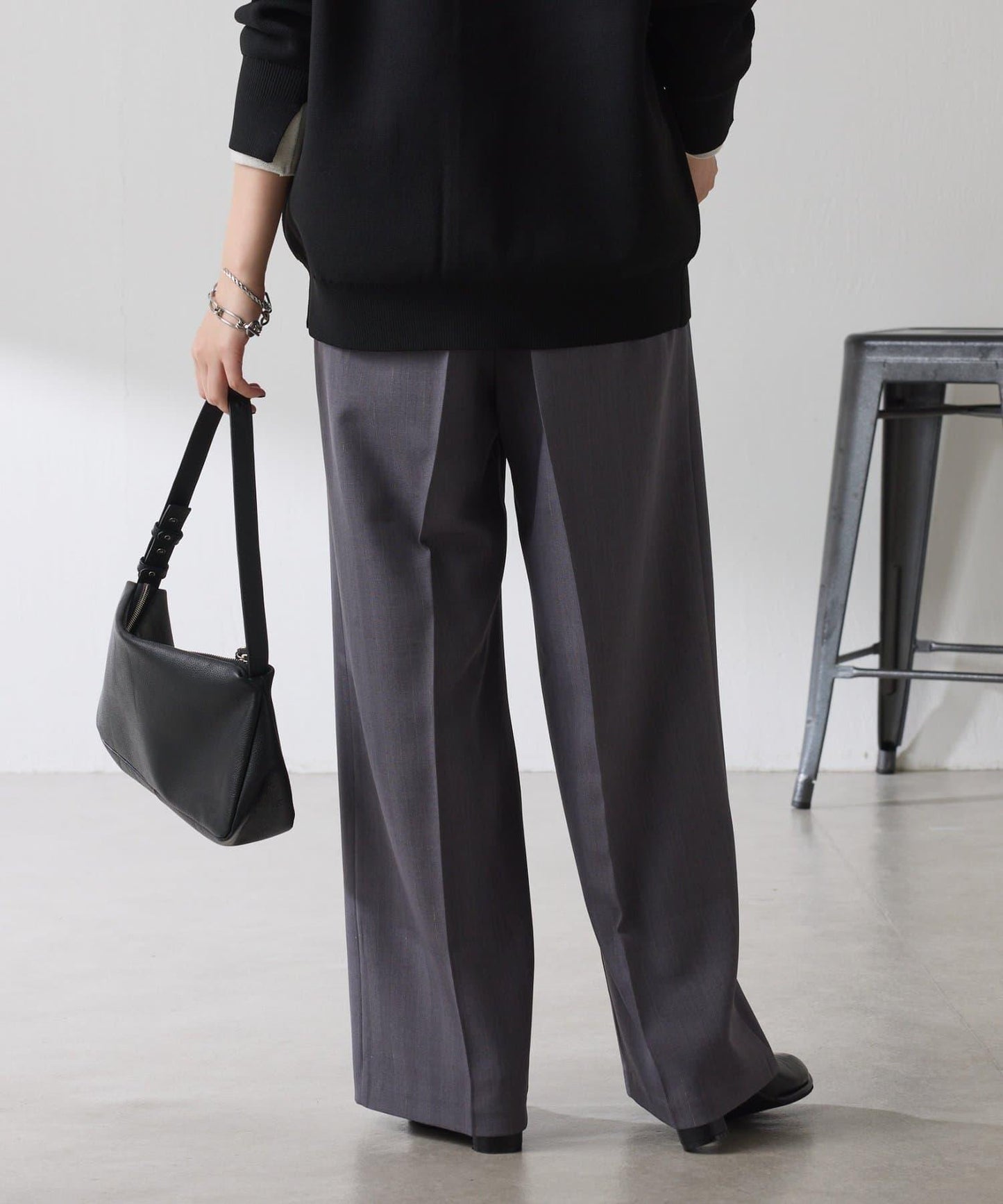 【人氣系列】亮片條紋鬆緊腰帶長褲