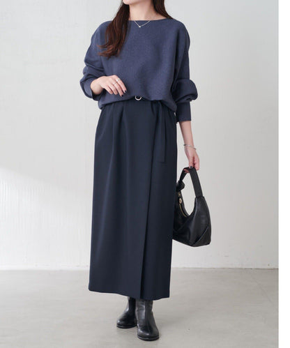 【2尺碼可選】羊毛感繫帶半身裙/可成套搭配