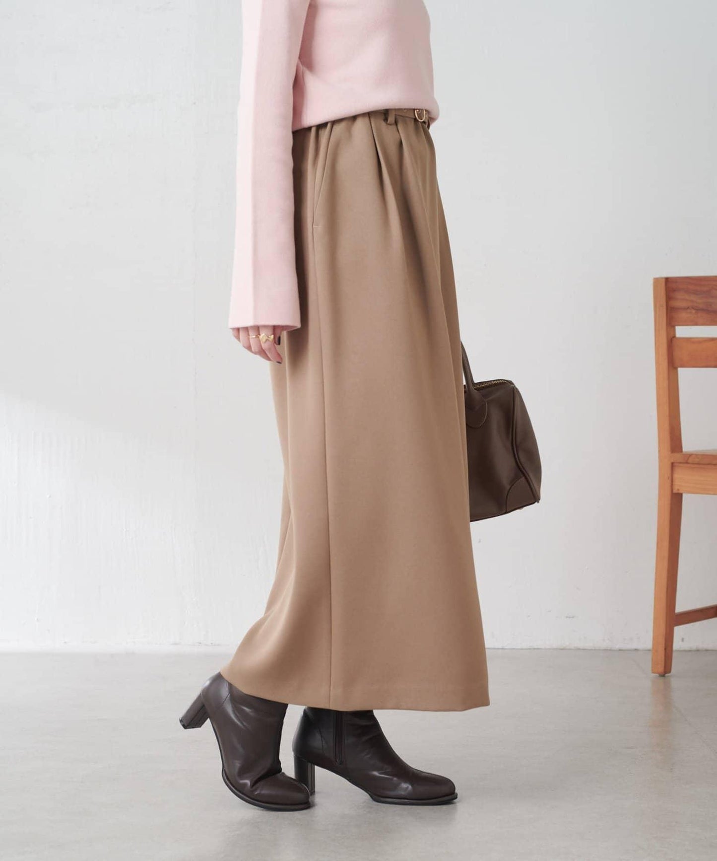 【2尺碼可選】羊毛感繫帶半身裙/可成套搭配