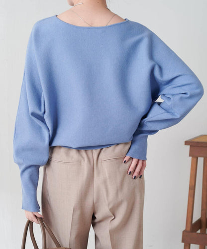 袖口羅紋2WAY蝙蝠袖針織衫