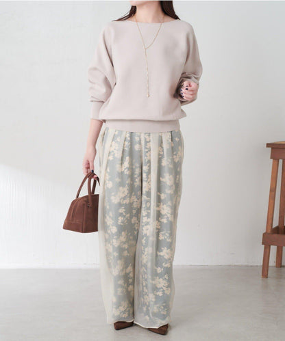 【輕薄遮身◎】輕薄疊穿花卉圖案褲