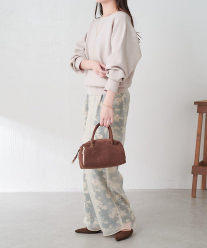 【輕薄遮身◎】輕薄疊穿花卉圖案褲