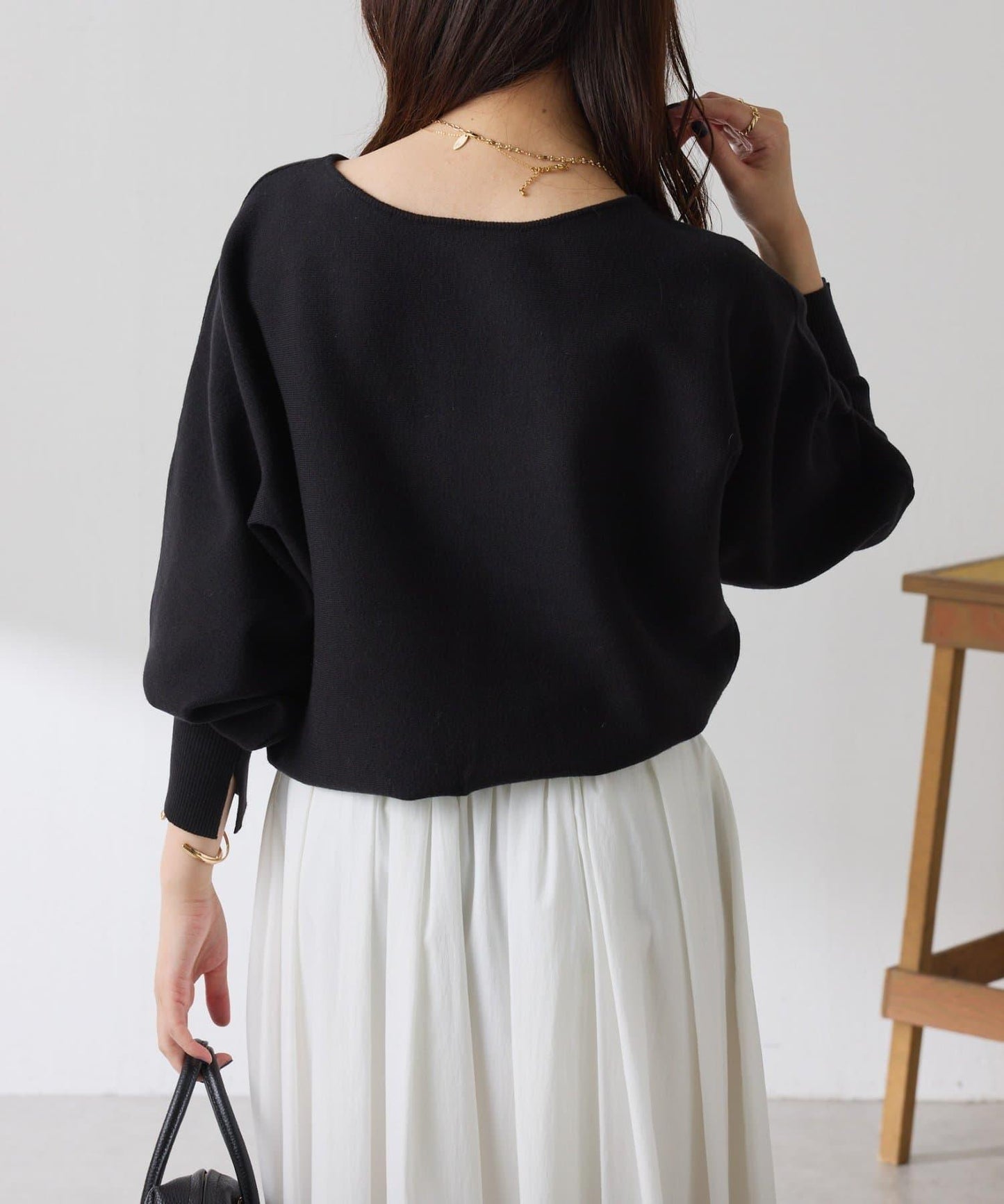 袖口羅紋2WAY蝙蝠袖針織衫