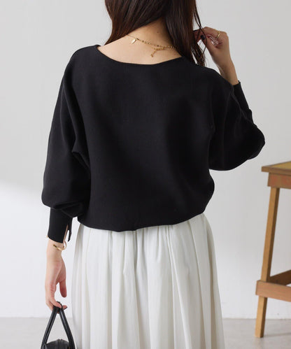 袖口羅紋2WAY蝙蝠袖針織衫