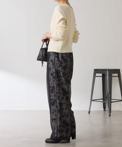 【輕薄遮身◎】輕薄疊穿花卉圖案褲