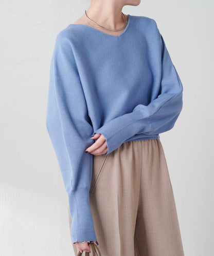 袖口羅紋2WAY蝙蝠袖針織衫