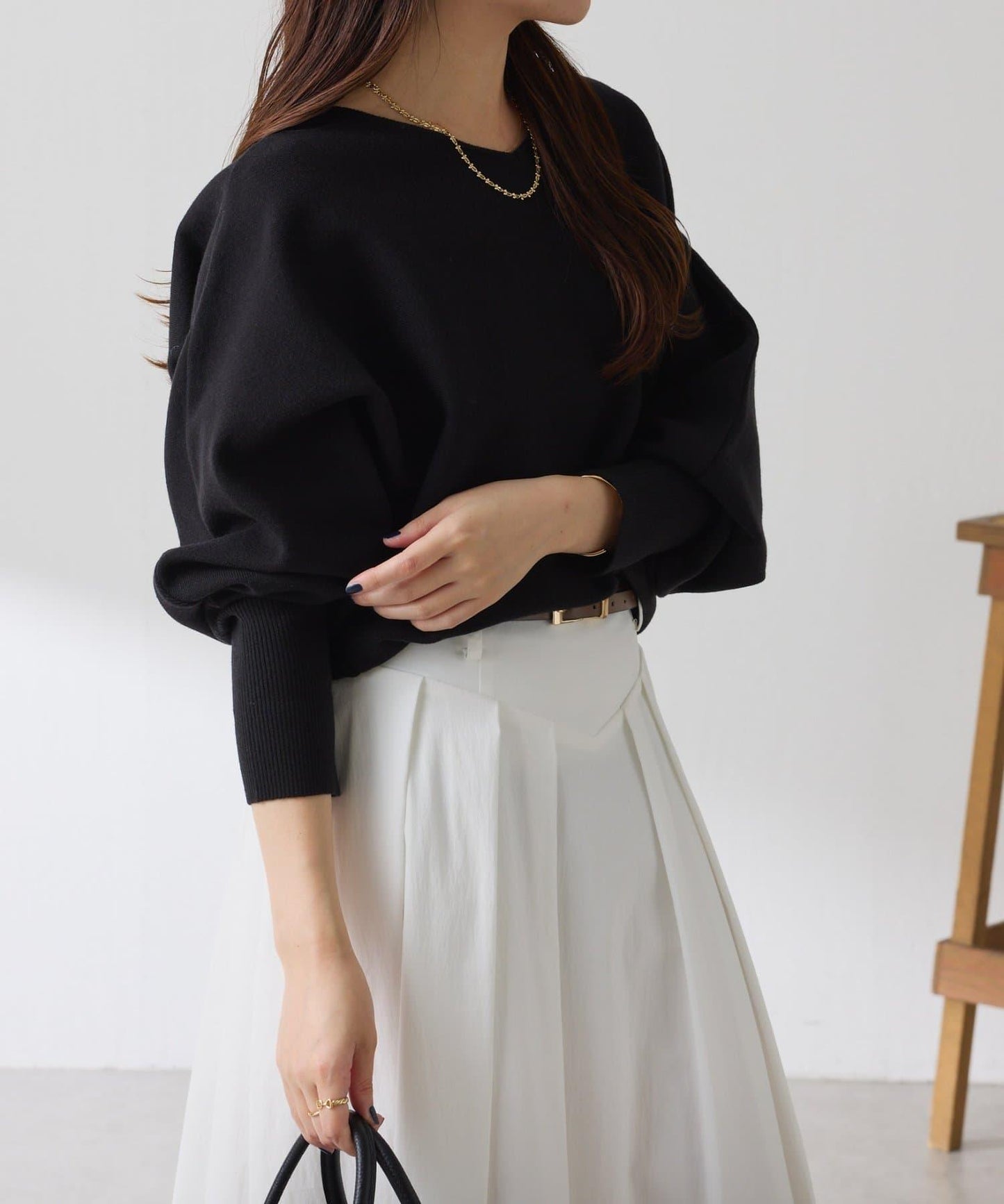 袖口羅紋2WAY蝙蝠袖針織衫