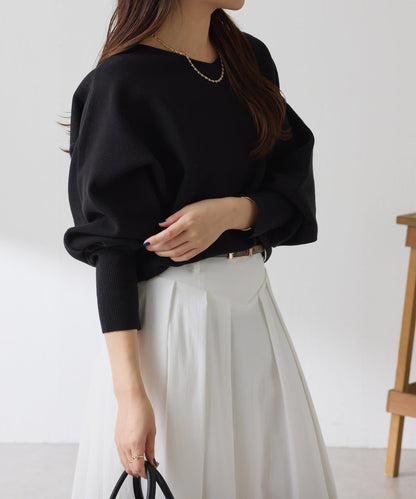 袖口羅紋2WAY蝙蝠袖針織衫
