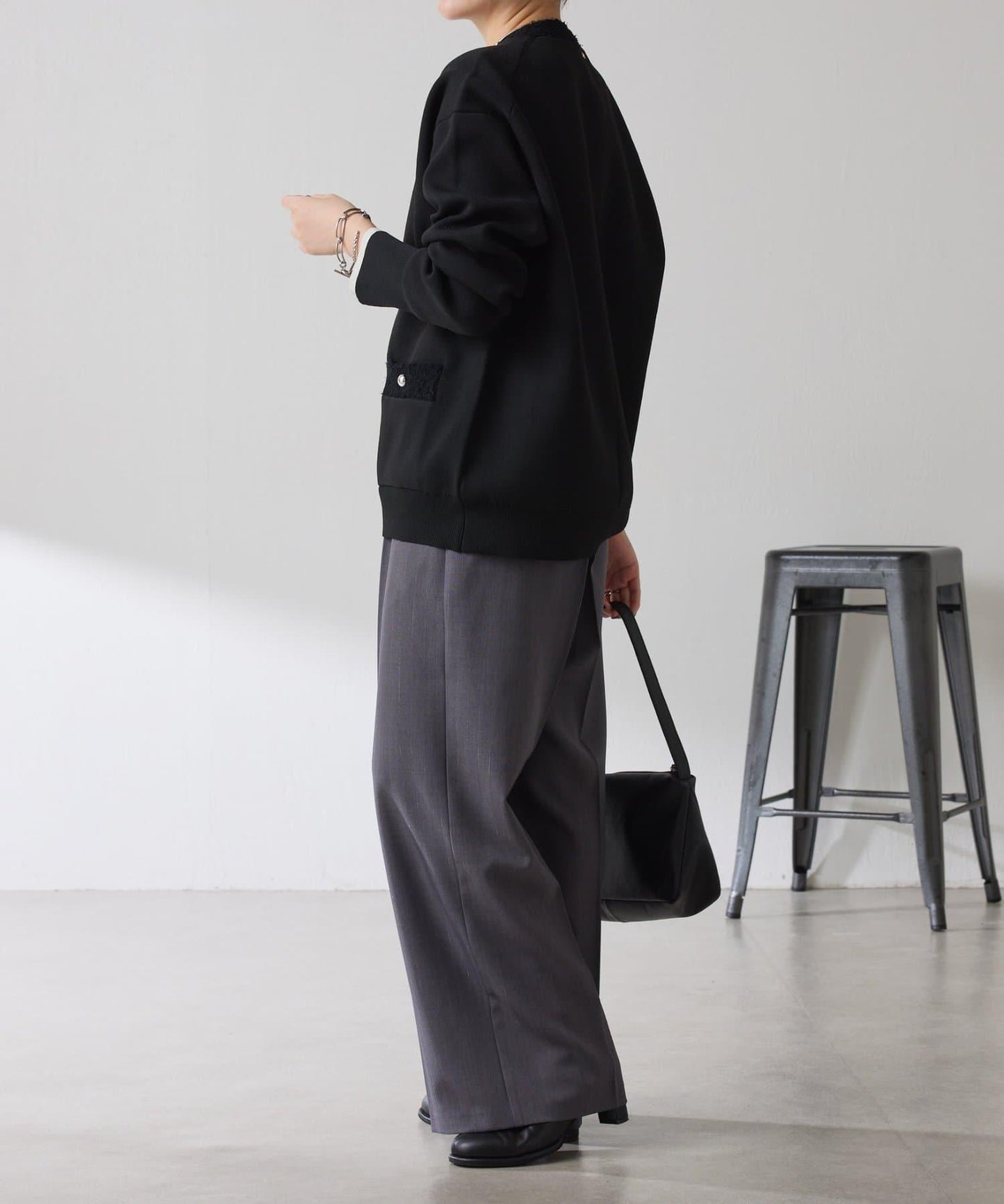 【人氣系列】亮片條紋鬆緊腰帶長褲