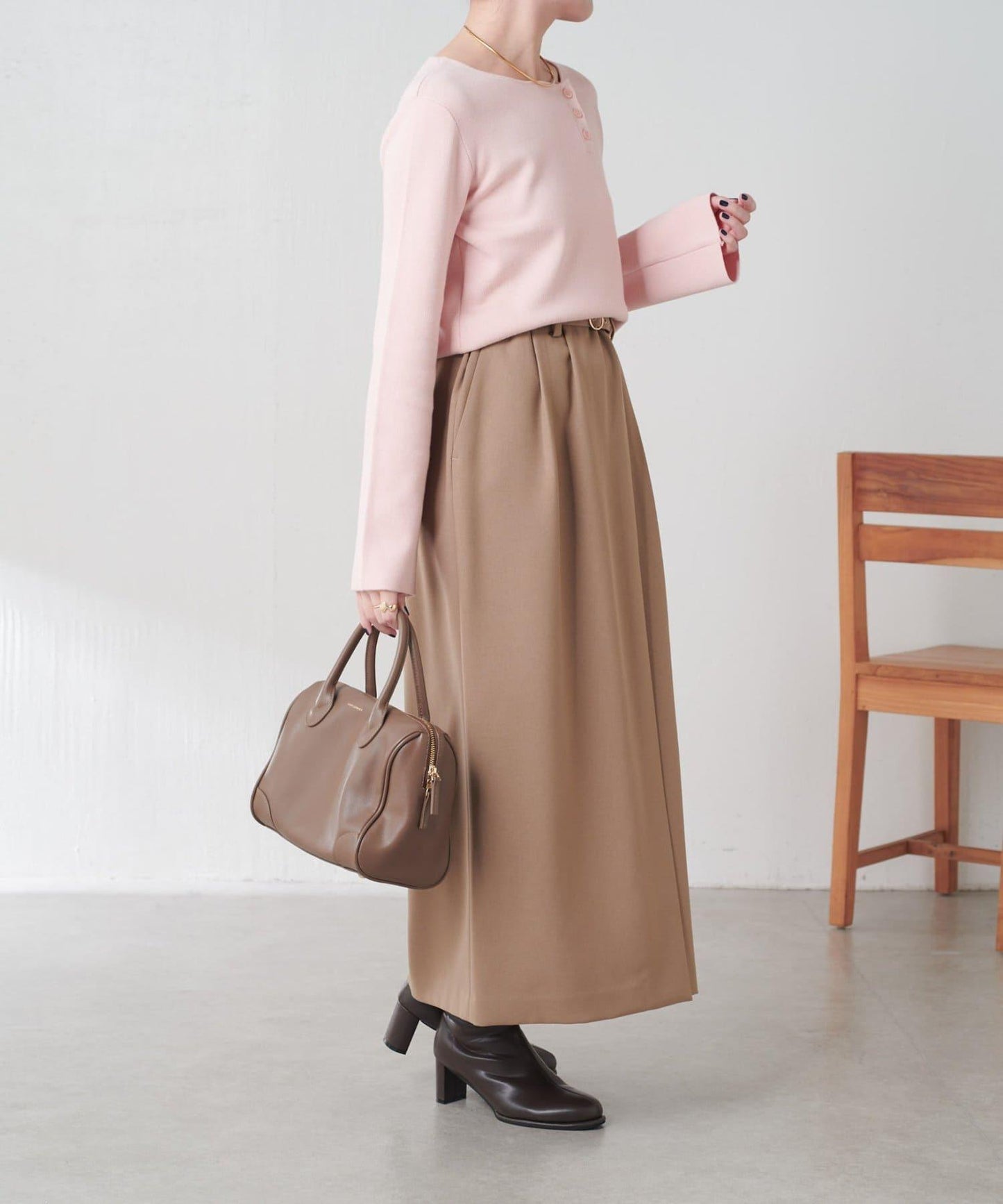 【2尺碼可選】羊毛感繫帶半身裙/可成套搭配