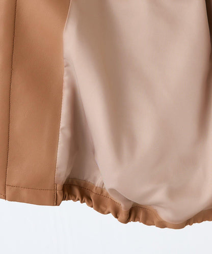 【高級感】仿皮繡花立領夾克