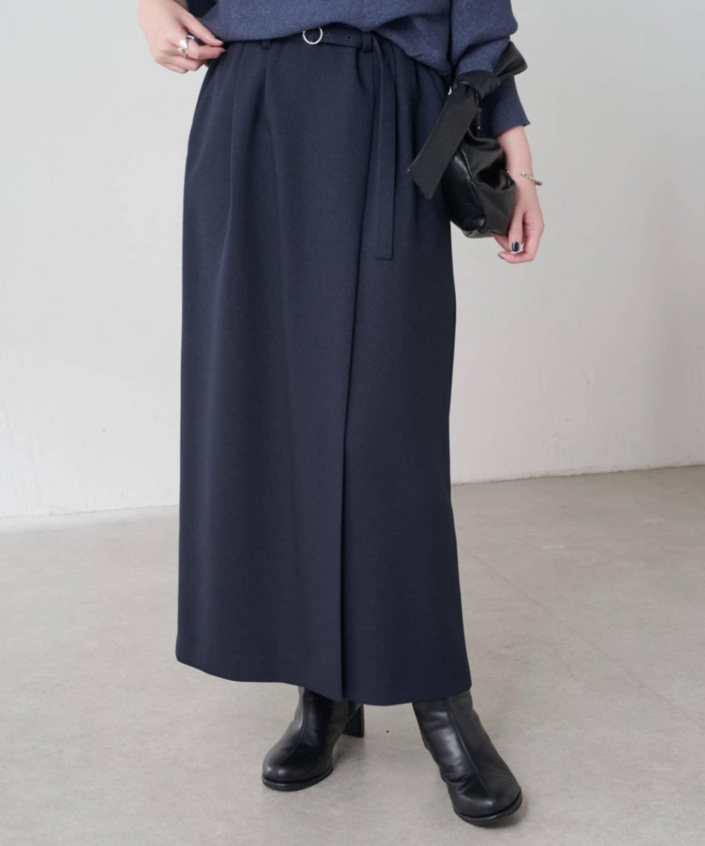 【2尺碼可選】羊毛感繫帶半身裙/可成套搭配