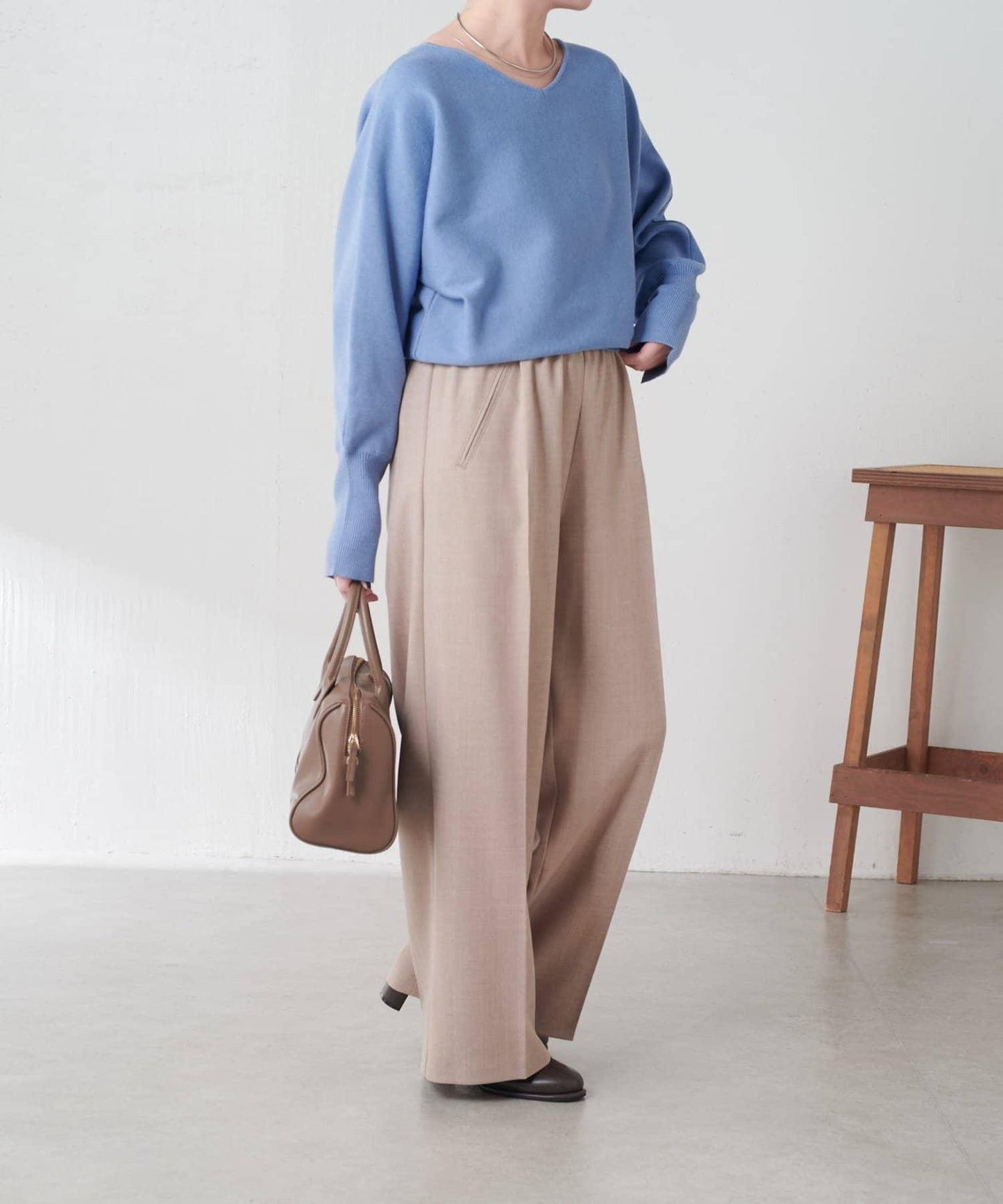 袖口羅紋2WAY蝙蝠袖針織衫