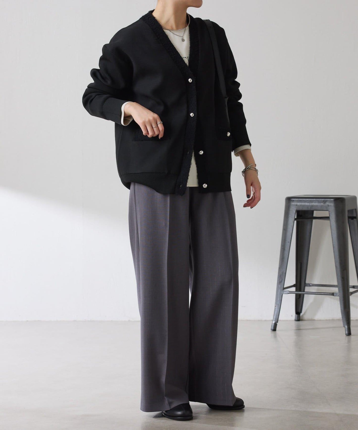 【人氣系列】亮片條紋鬆緊腰帶長褲