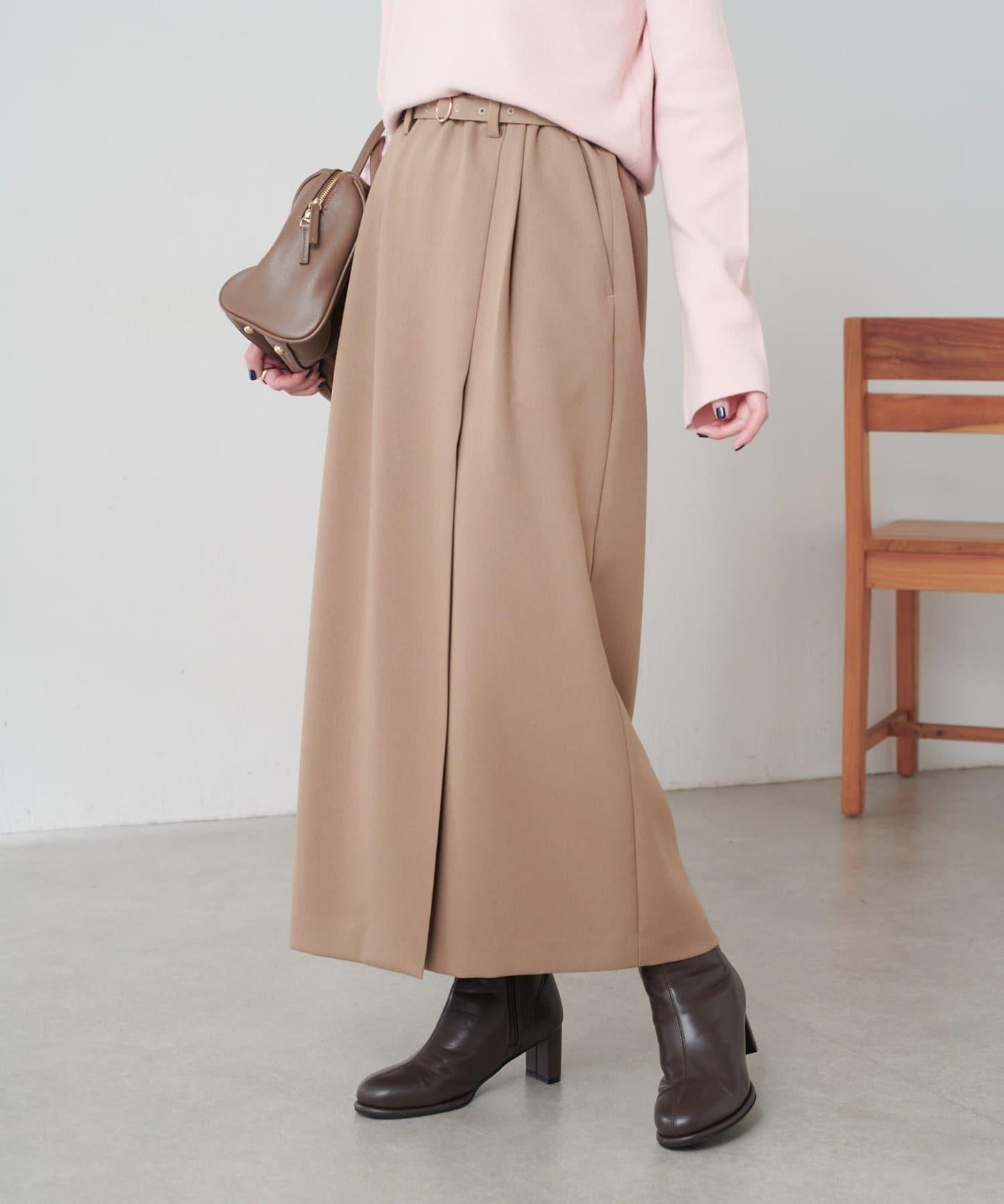 【2尺碼可選】羊毛感繫帶半身裙/可成套搭配