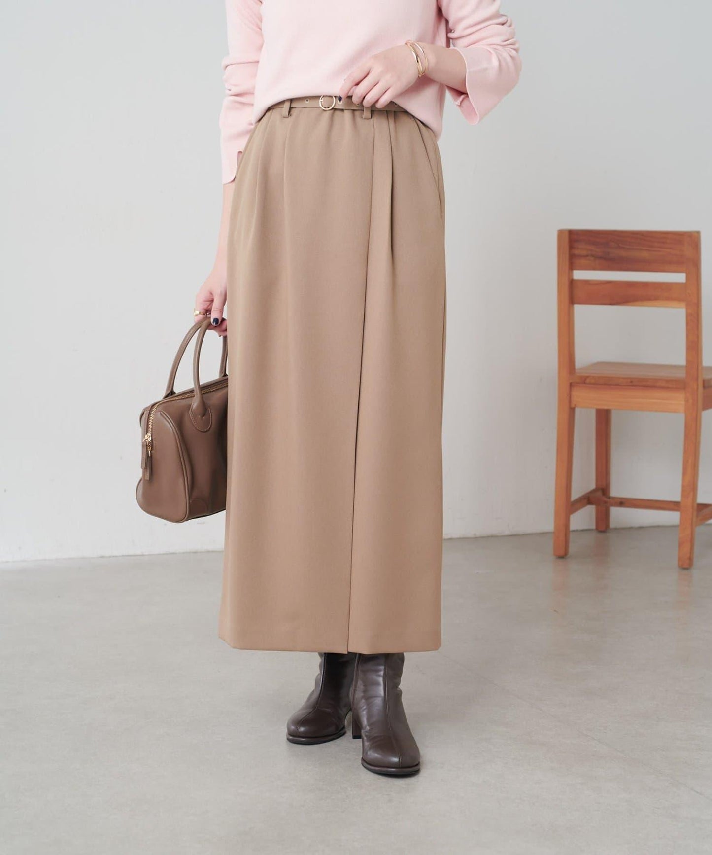 【2尺碼可選】羊毛感繫帶半身裙/可成套搭配