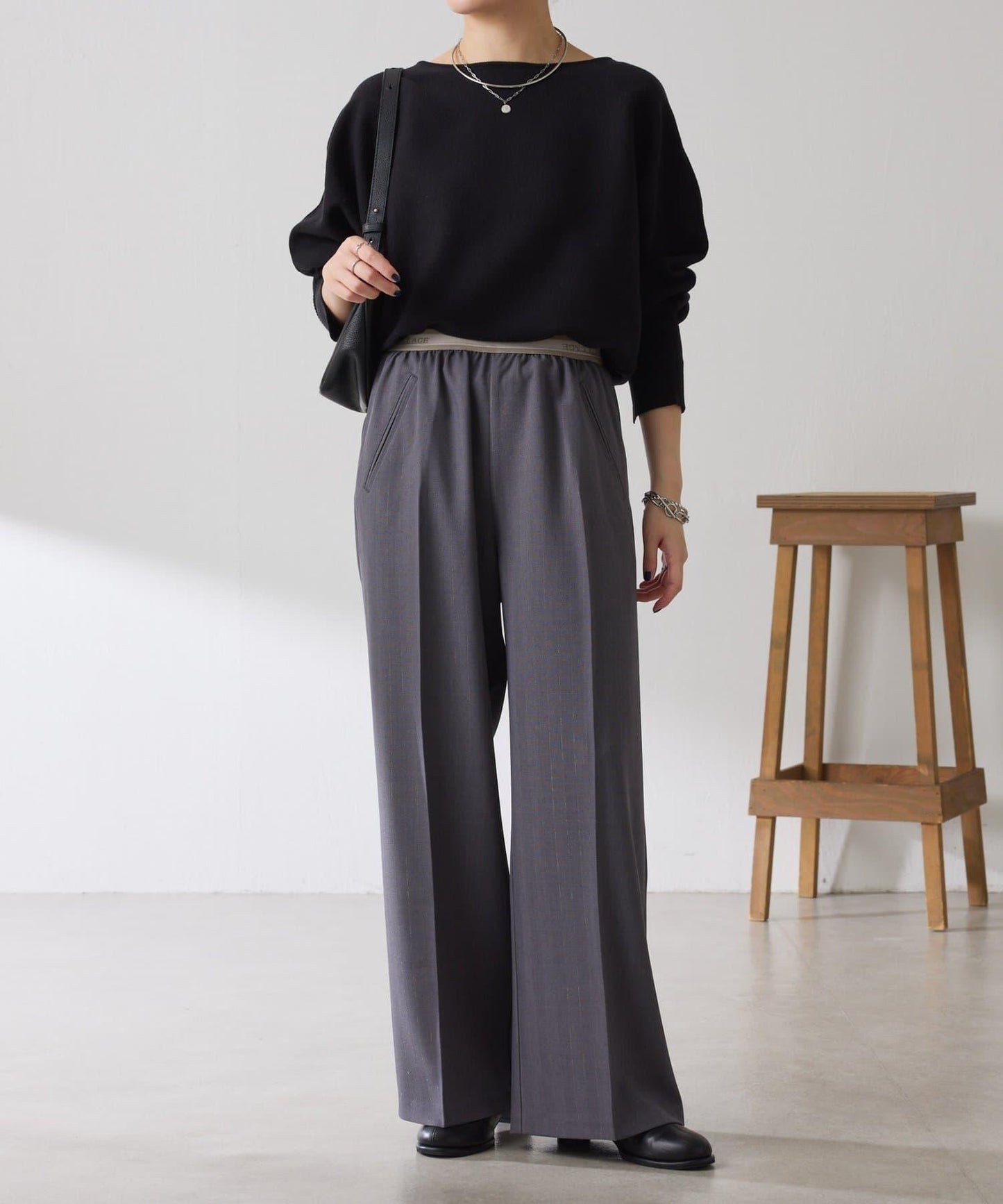 【人氣系列】亮片條紋鬆緊腰帶長褲