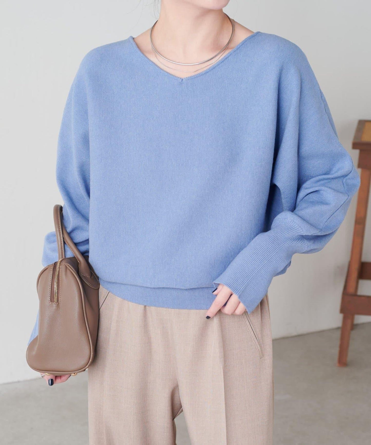 袖口羅紋2WAY蝙蝠袖針織衫