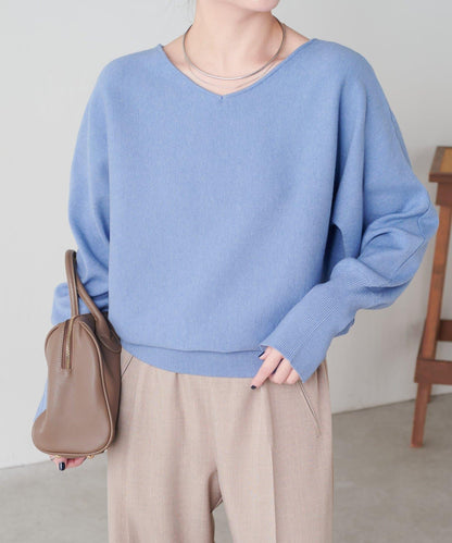 袖口羅紋2WAY蝙蝠袖針織衫