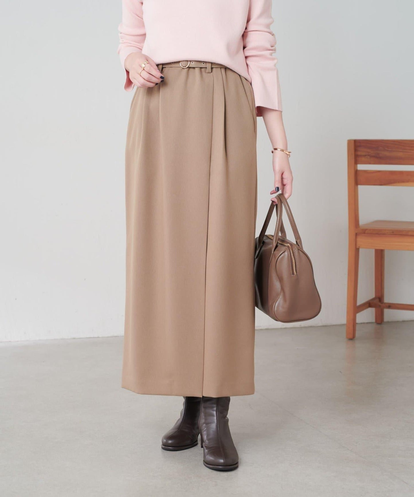 【2尺碼可選】羊毛感繫帶半身裙/可成套搭配