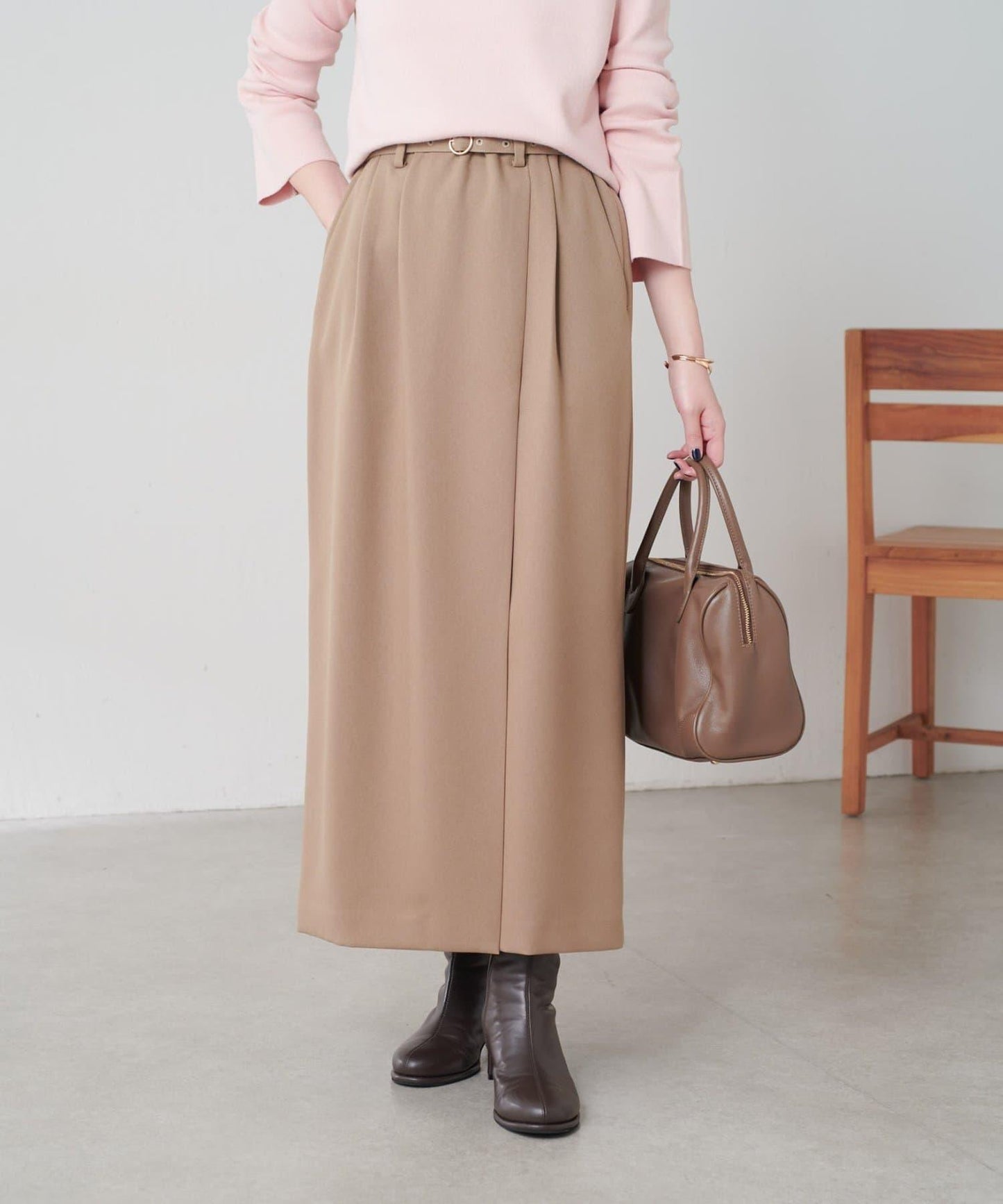 【2尺碼可選】羊毛感繫帶半身裙/可成套搭配