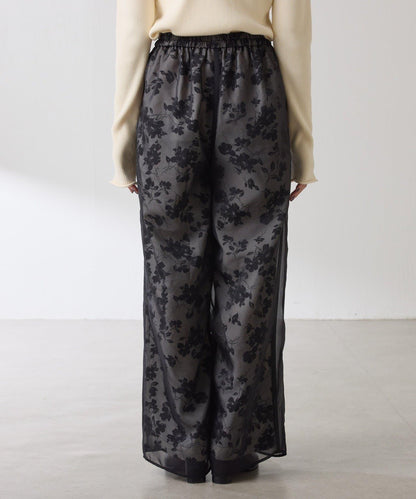 【輕薄遮身◎】輕薄疊穿花卉圖案褲