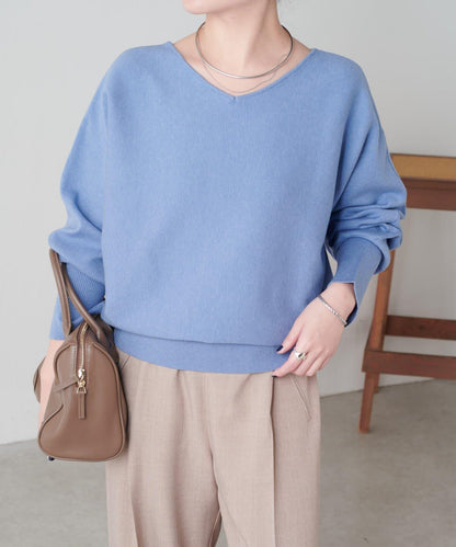 袖口羅紋2WAY蝙蝠袖針織衫