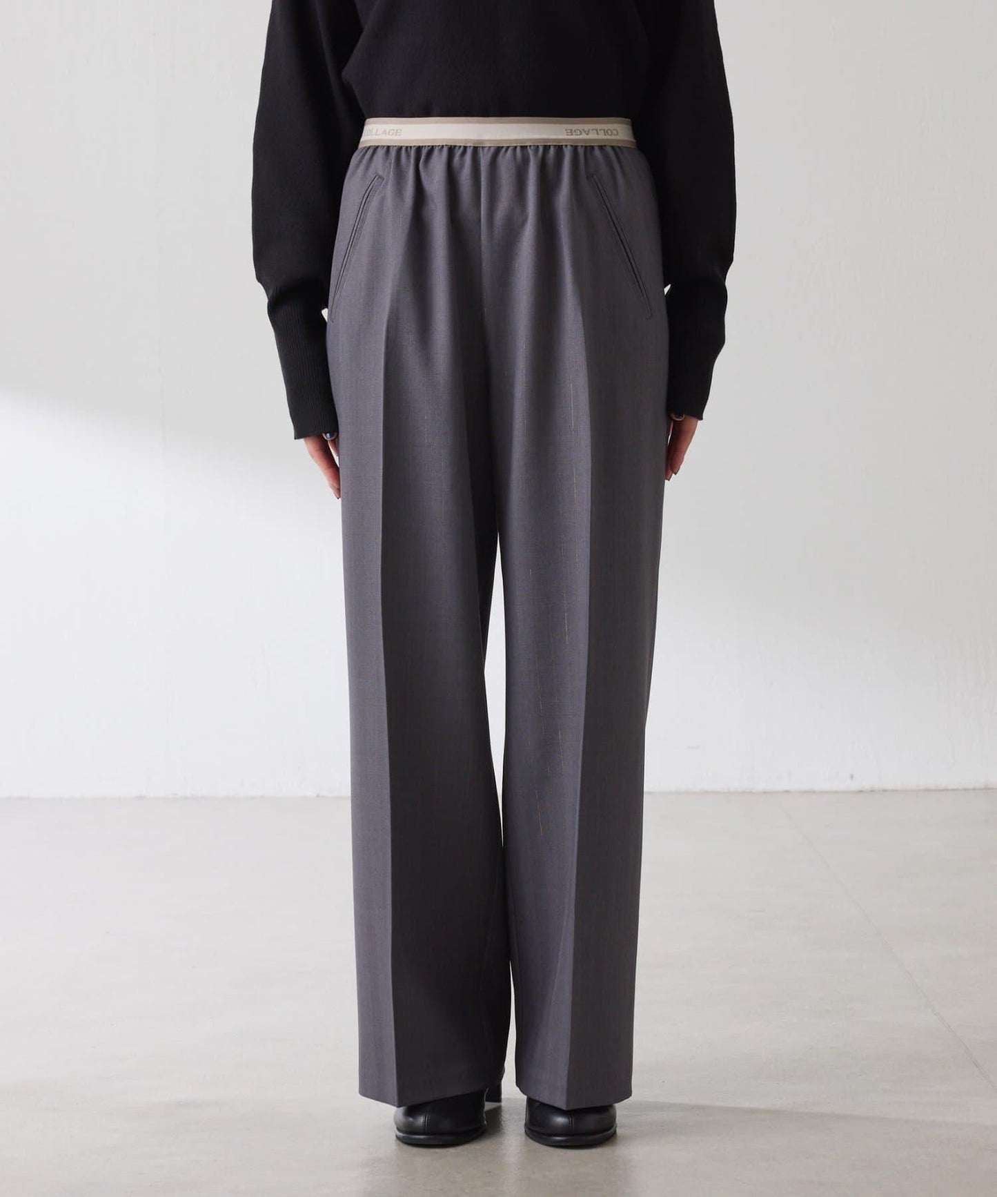 【人氣系列】亮片條紋鬆緊腰帶長褲