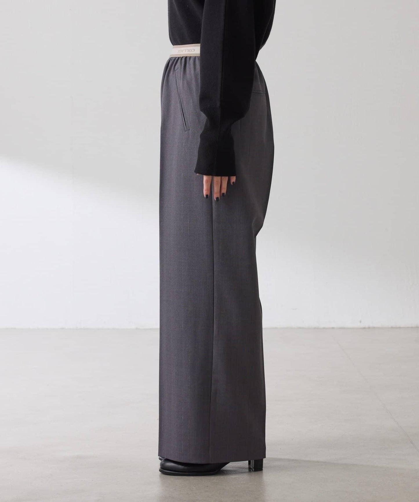 【人氣系列】亮片條紋鬆緊腰帶長褲