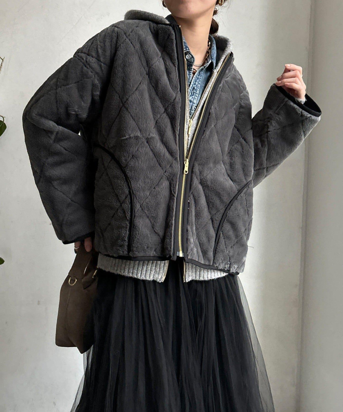 可雙面穿仿毛絎縫大衣