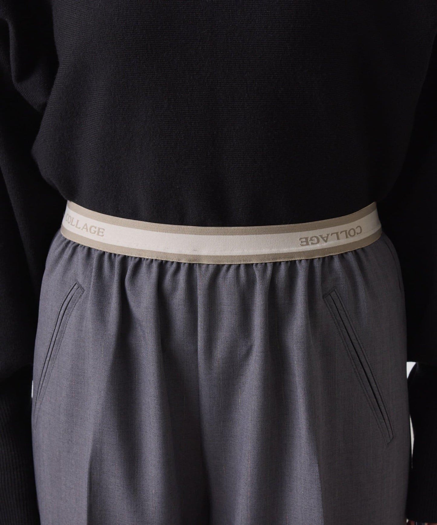 【人氣系列】亮片條紋鬆緊腰帶長褲