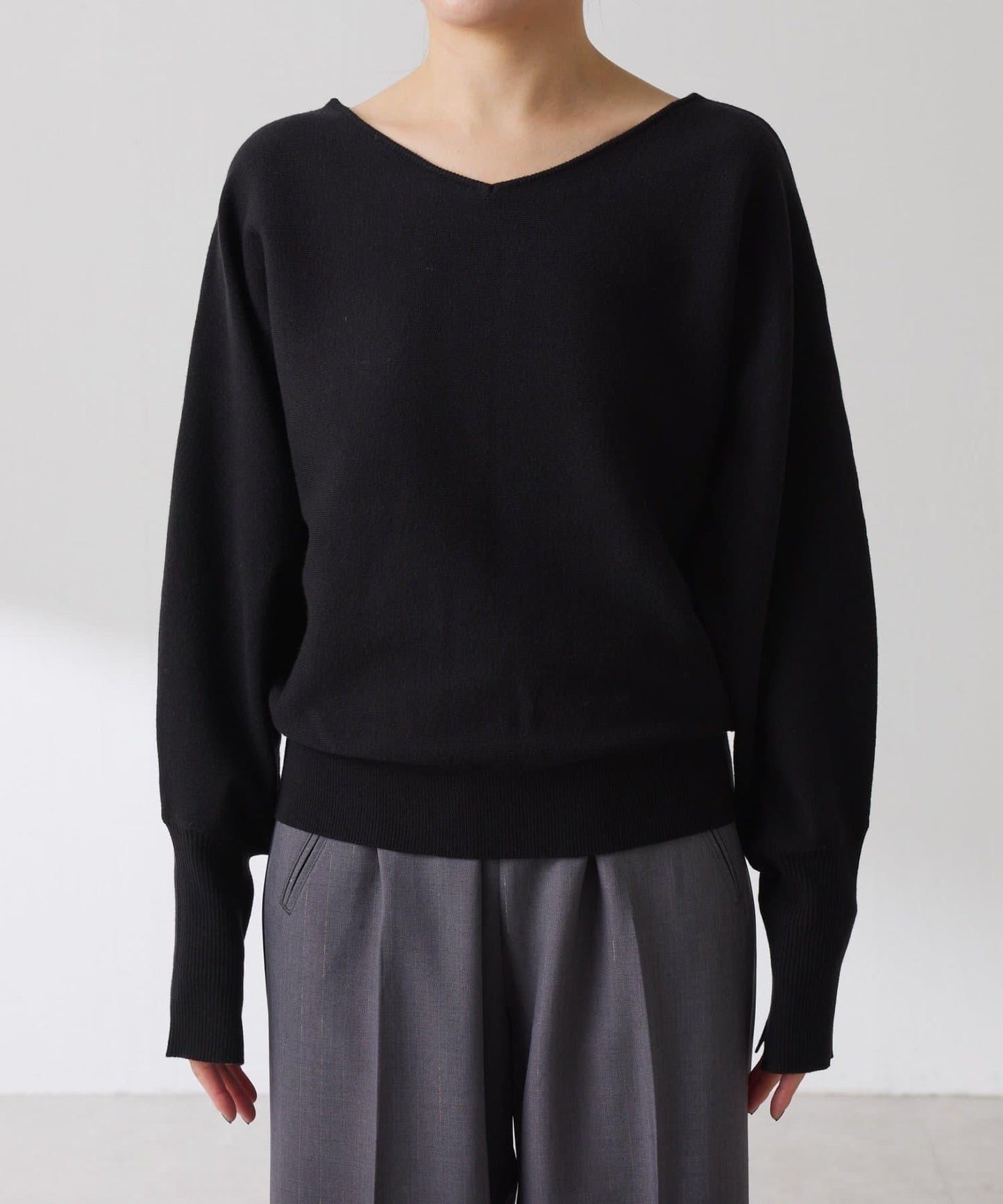 袖口羅紋2WAY蝙蝠袖針織衫