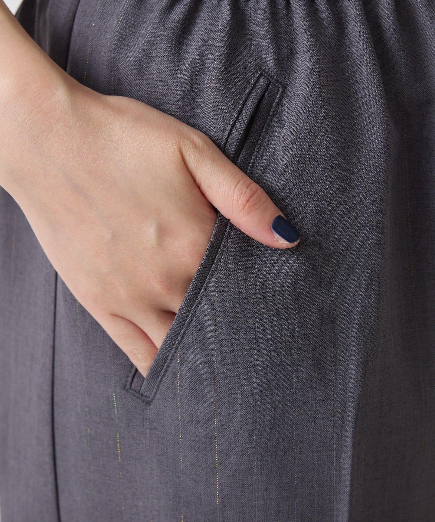 【人氣系列】亮片條紋鬆緊腰帶長褲