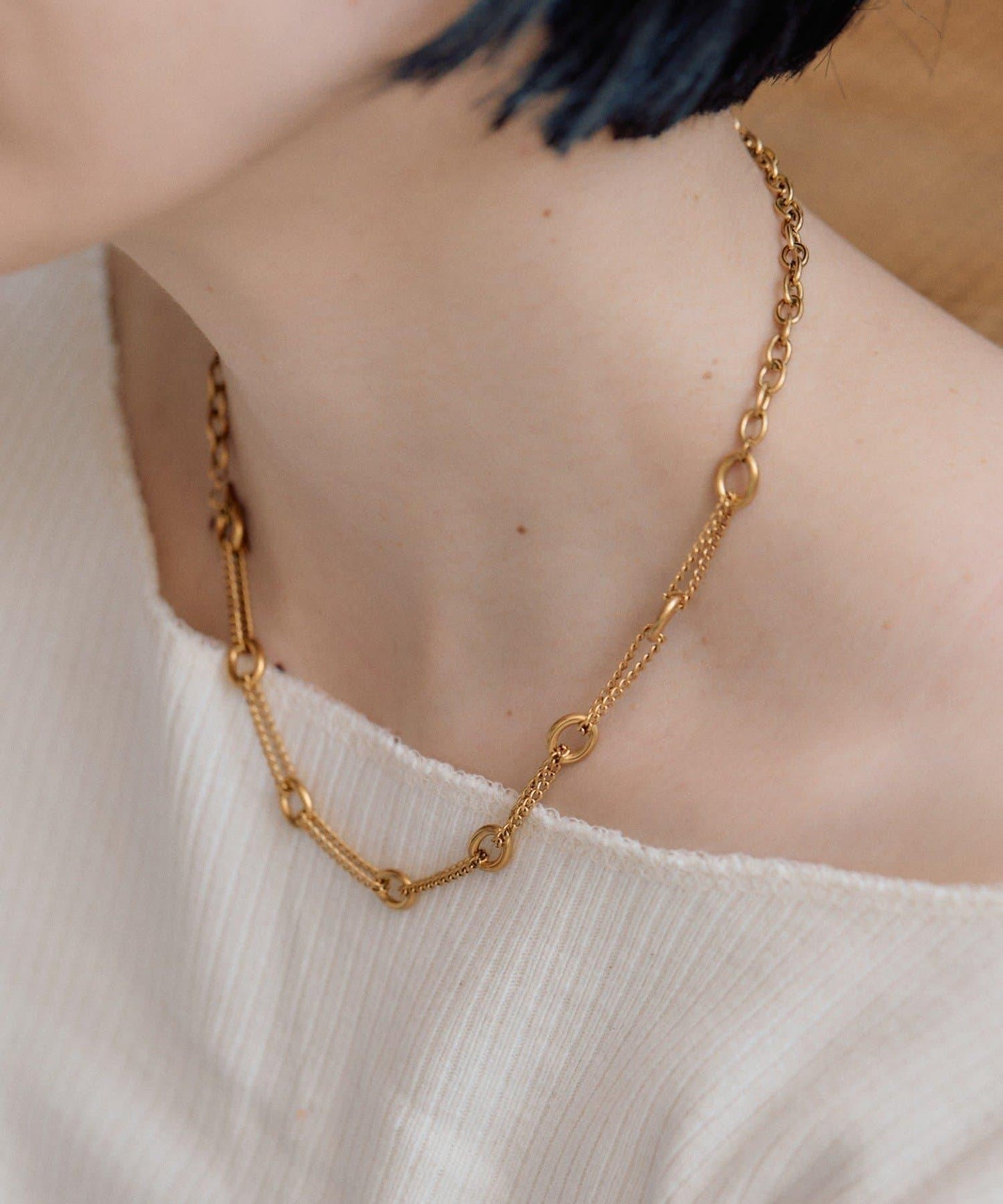 金屬過敏適用/不鏽鋼 跳躍D鏈條項鍊