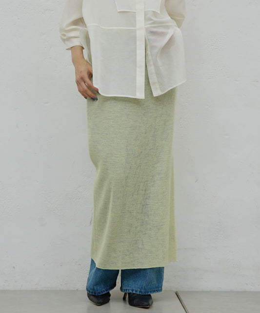 【HERITANOVUM】透視羅紋針織半身裙