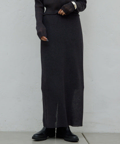 【HERITANOVUM】透視羅紋針織半身裙